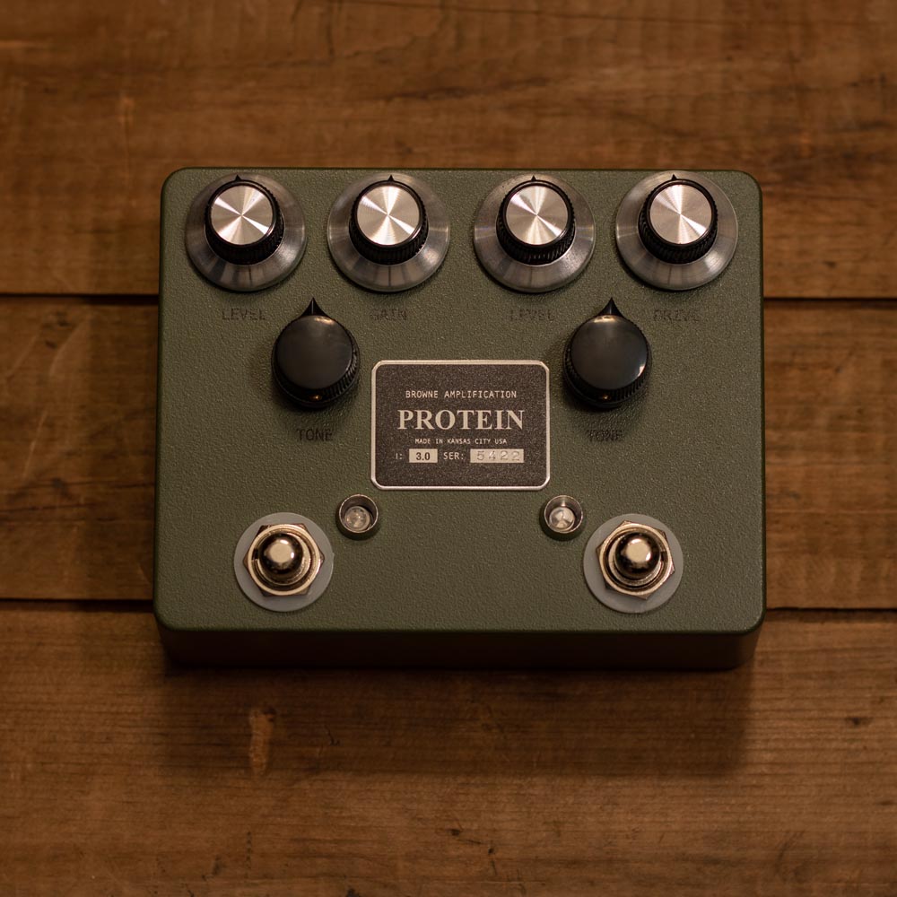 protein overdrive pedal Browne Amplification Protein V3 Green Dual Overdrive Pedal