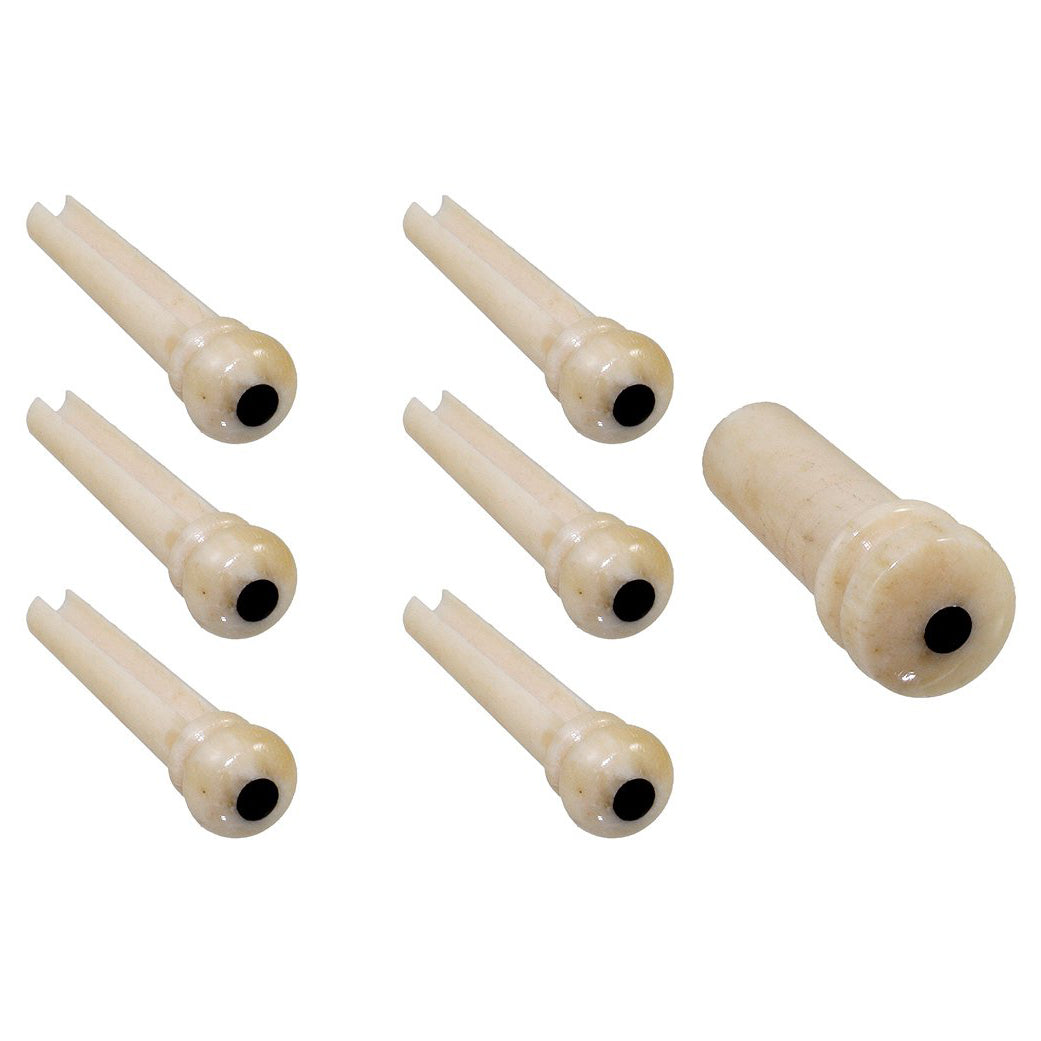 Allparts Camel Bone Guitar Bridge Pins, Ebony Dot