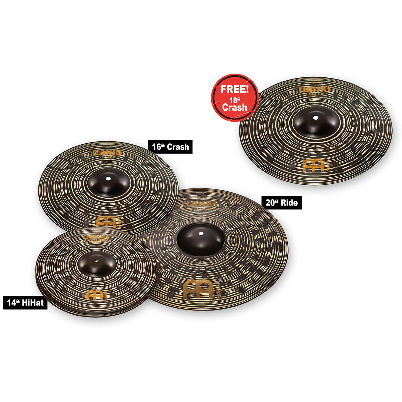 Meinl Classics Custom Dark Set 14-16-20 w/ Free 18 Crash