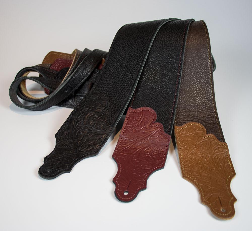 Franklin Straps 3" Leather, Tooled End Tab Strap