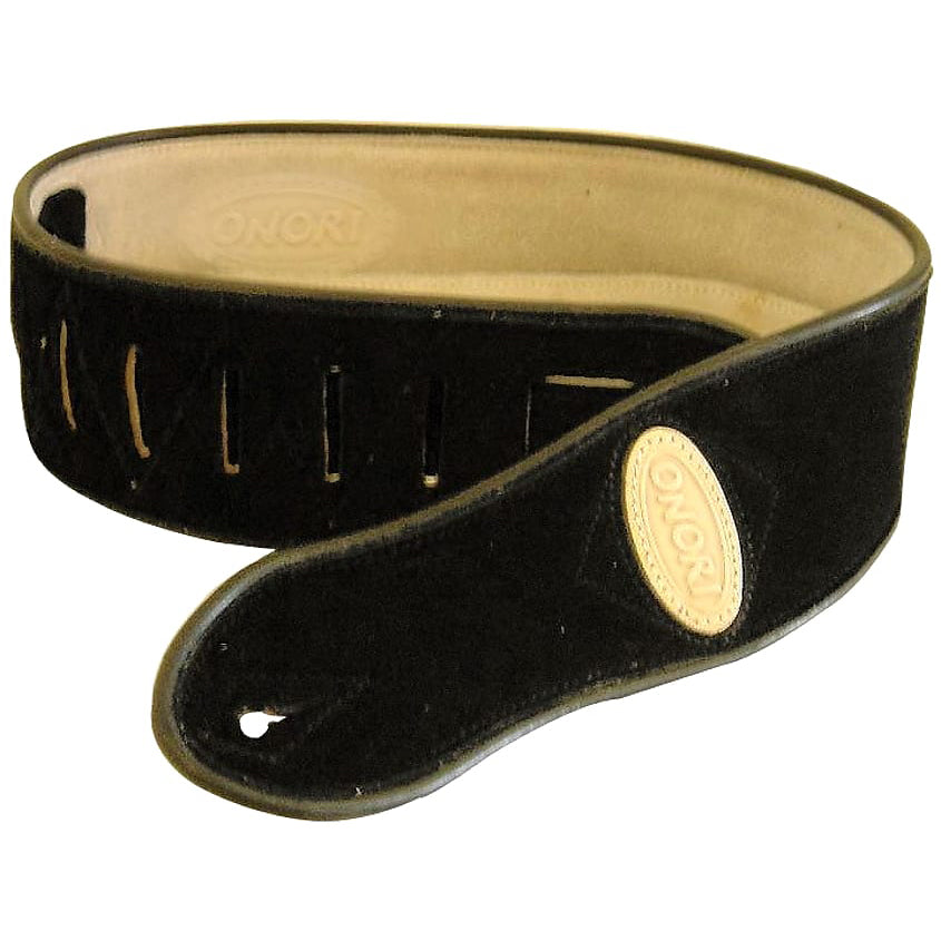 Onori Suede 2.5" Black Guitar Strap w/ Outer Piping