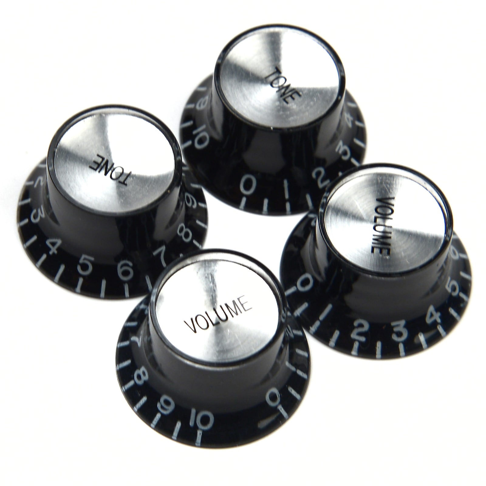 Gibson Top Hat Knobs Black w/ Silver Metal Insert 4 Pack