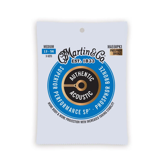 Martin Authentic Acoustic SP® Guitar Strings Phosphor Bronze MA550 3-pack