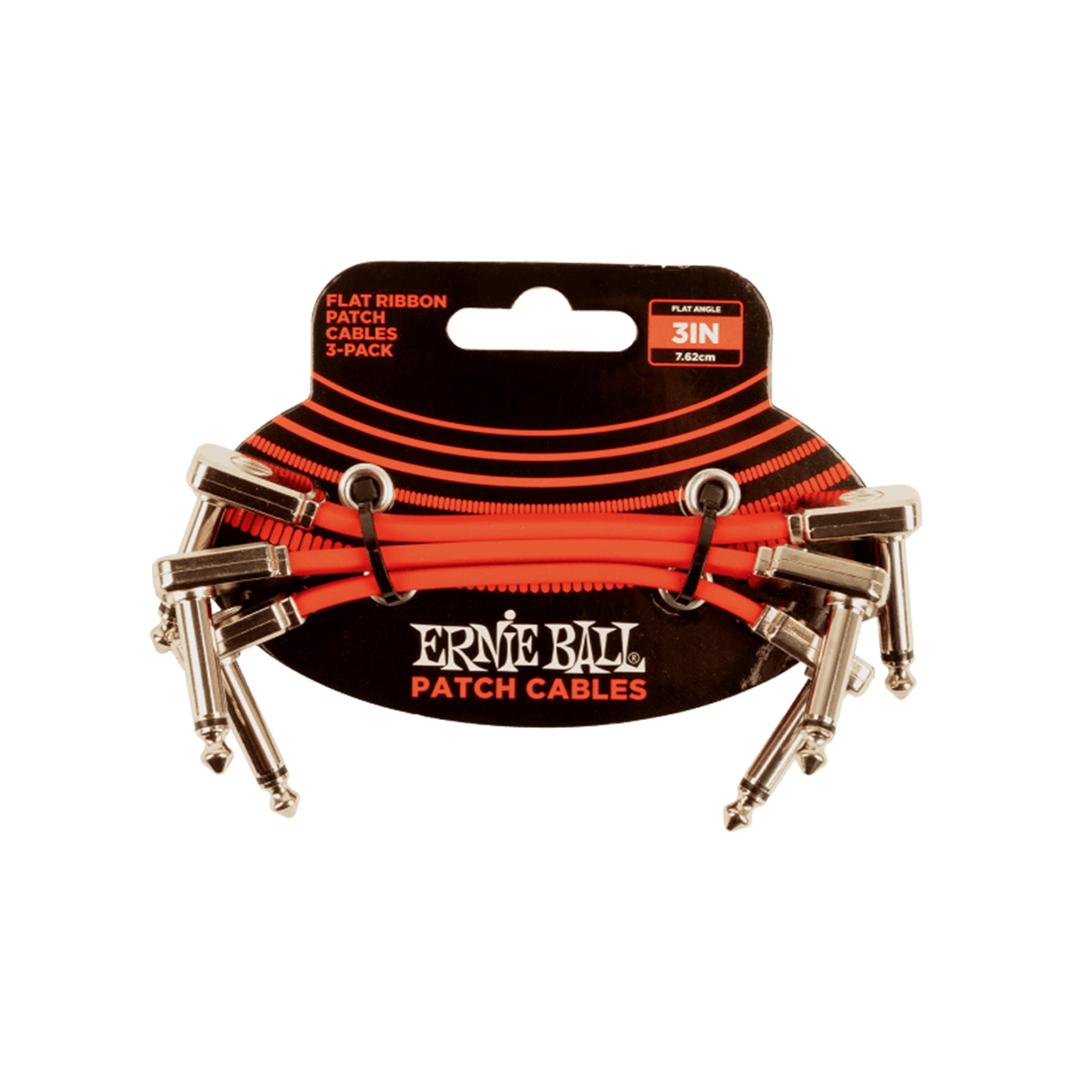 Ernie Ball 3" Flat Patch Cables 3 Pack - Red