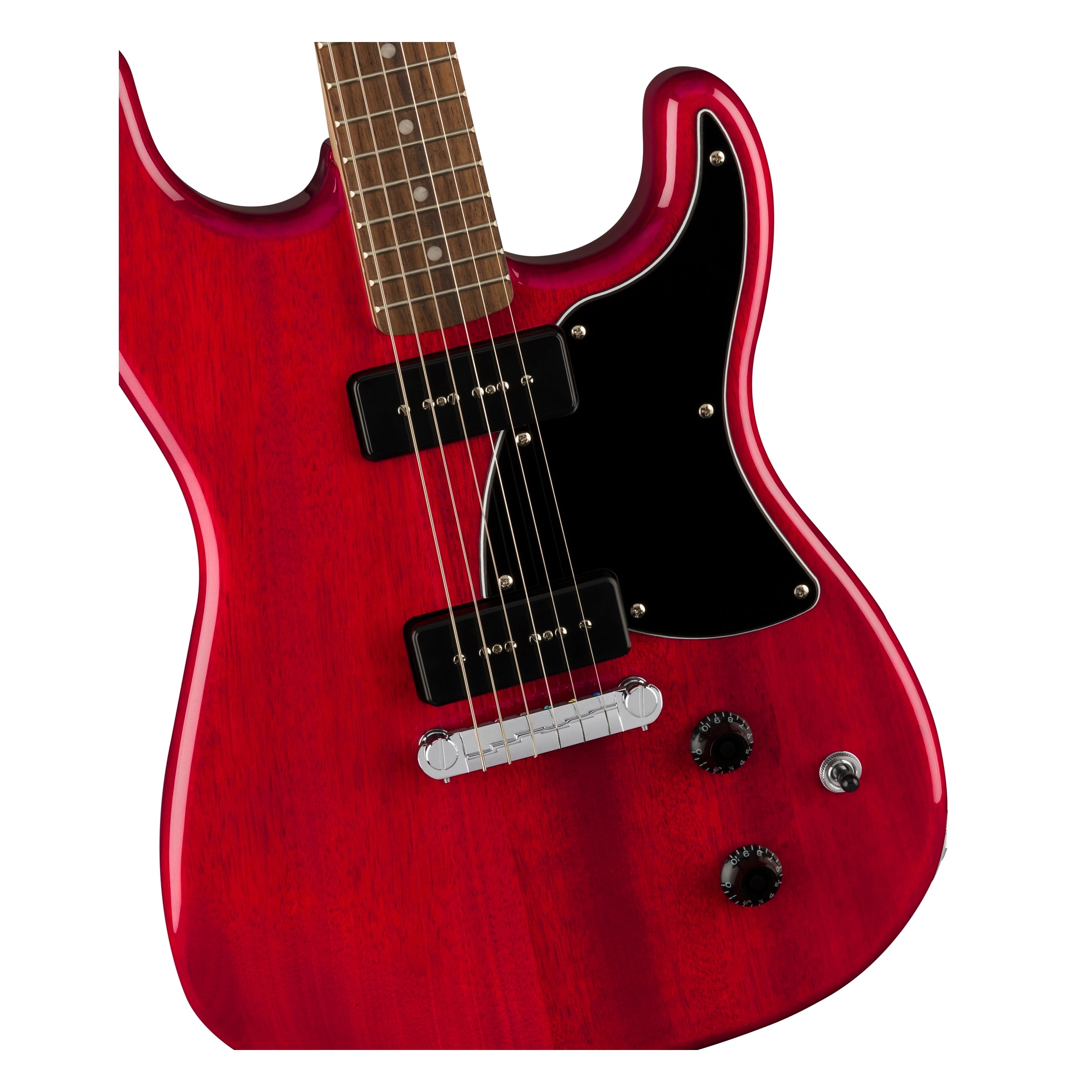 Squier Paranormal Strat-O-Sonic Electric Guitar Crimson Red Transparent