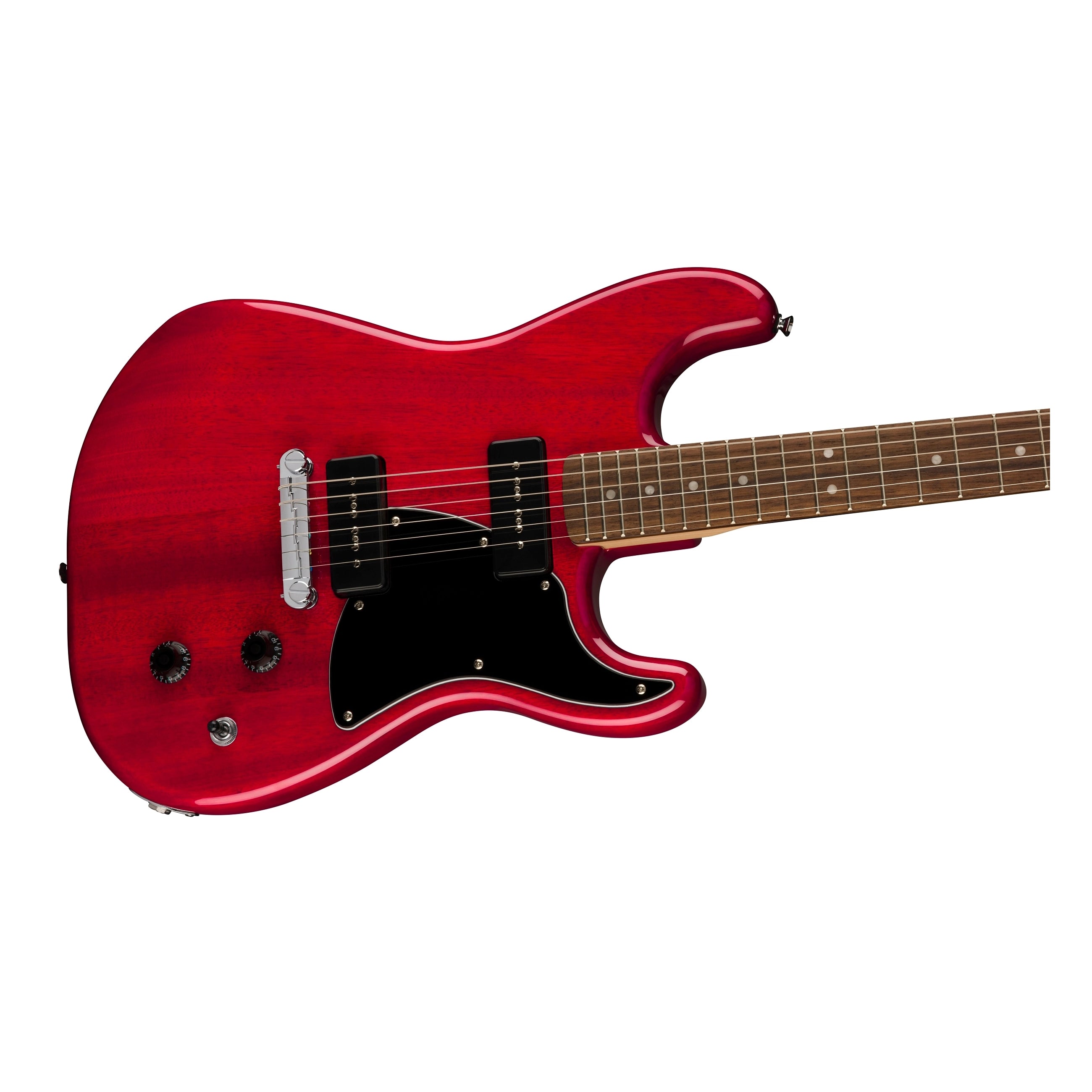 Squier Paranormal Strat-O-Sonic Electric Guitar Crimson Red Transparent