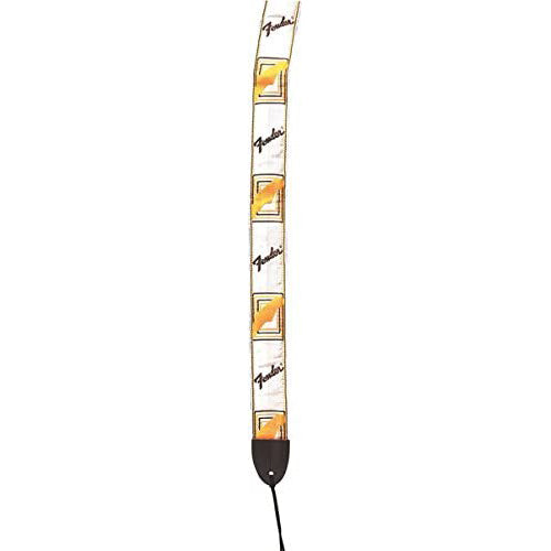 Fender Weighless 2" Monogrammed Strap, White/Brown/Yellow