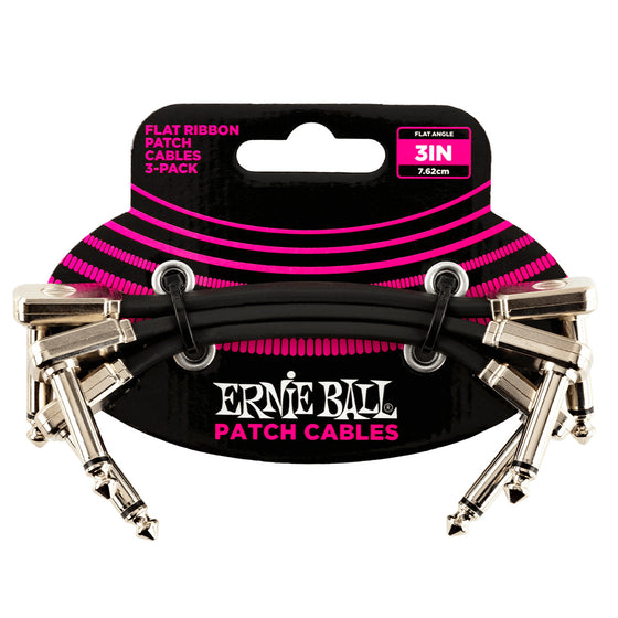 Ernie Ball 3" Flat Ribbon Patch Cable - 3-pack