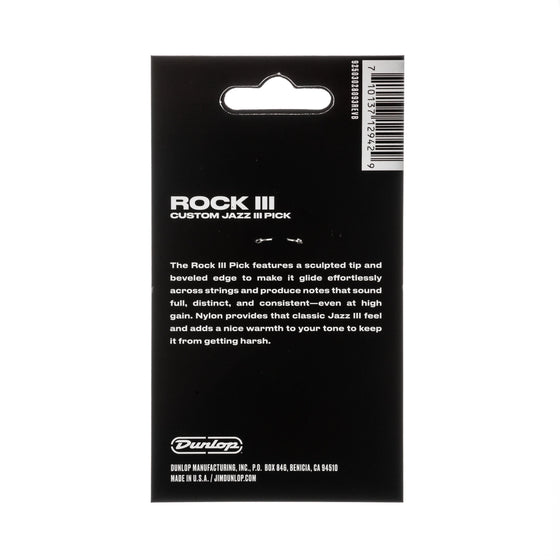 Dunlop 570P138 Rock III Nylon Custom Jazz III Guitar Picks (6-pack)