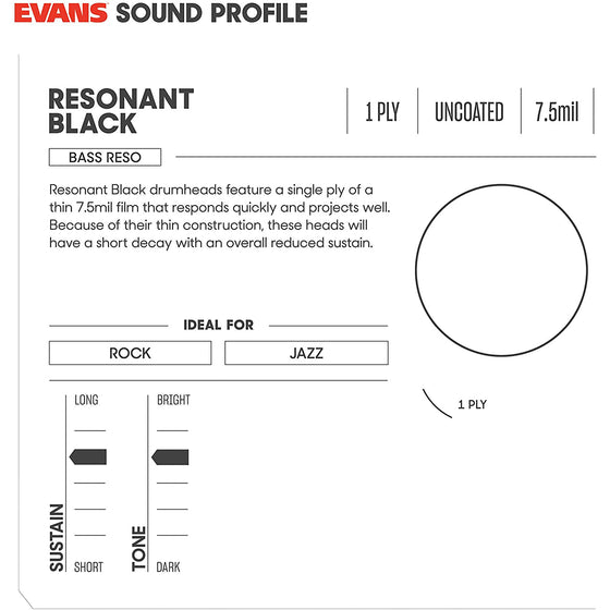 Evans 22" EQ3 Black Bass Drum Head