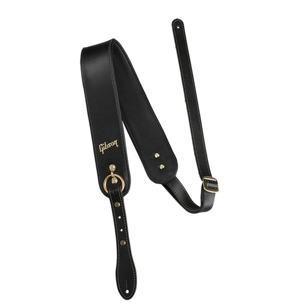 Gibsonストラップ Gibson Premium Black Leather Saddle Strap