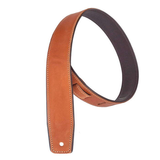 Henry Heller Leather Piping Strap Leather Guitar Strap Brown