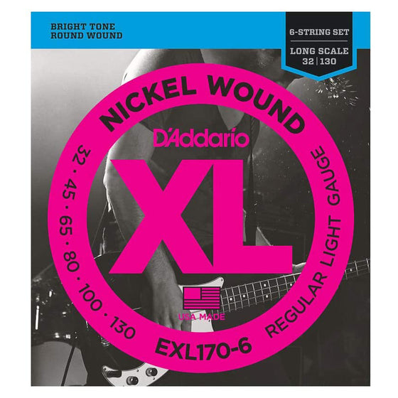 D'Addario 6-String Nickel Wound Bass Strings (Light)