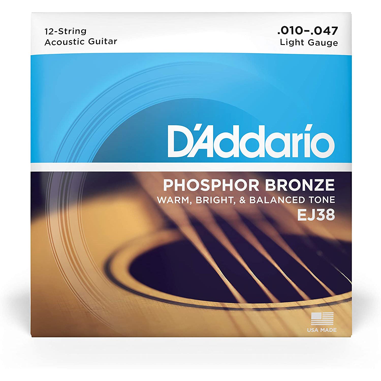 D'Addario Phosphor Bronze 12-String Acoustic Strings (Light)