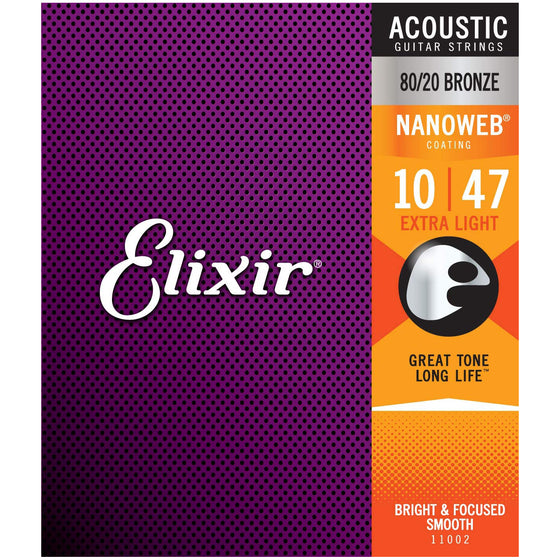 Elixir 80/20 Bronze Acoustic Strings w/ Nanoweb Coating
