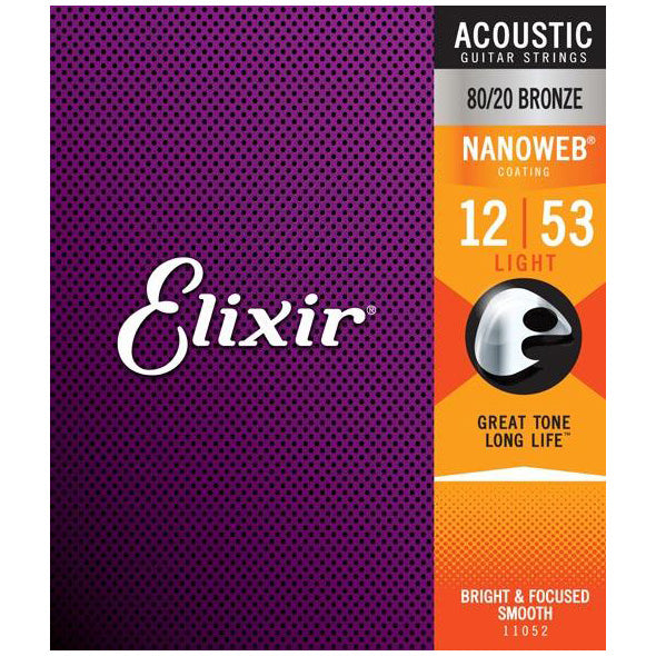 Elixir 80/20 Bronze Acoustic Strings w/ Nanoweb Coating