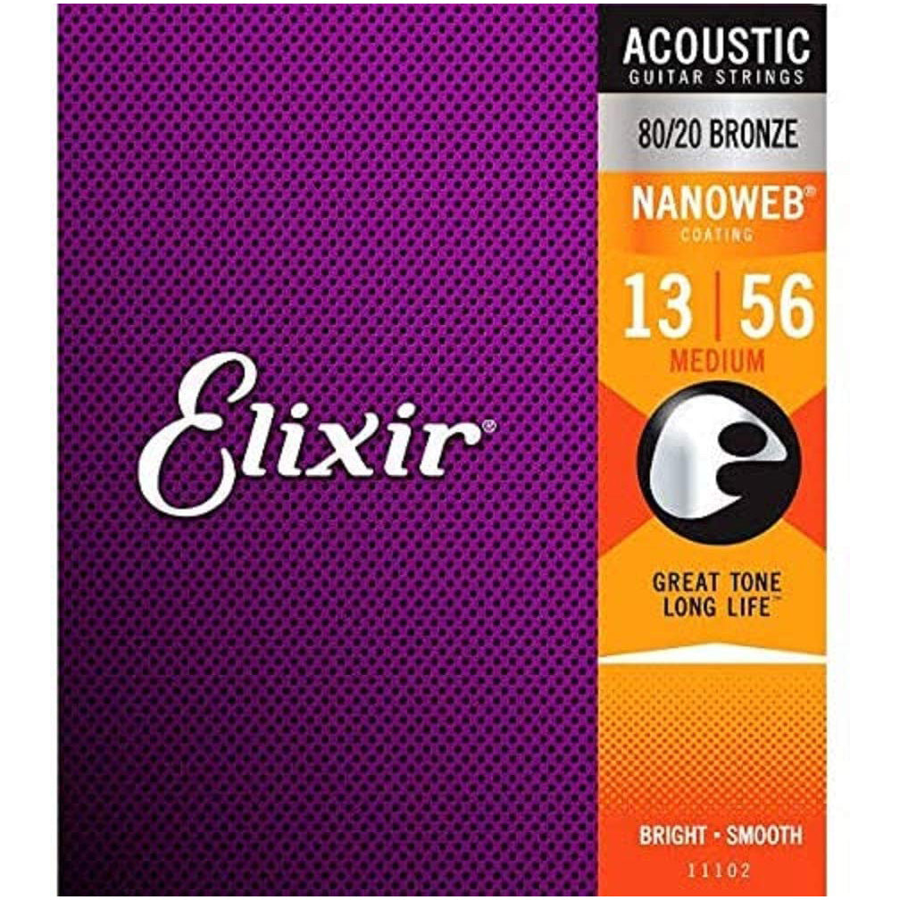 Elixir 80/20 Bronze Acoustic Strings w/ Nanoweb Coating