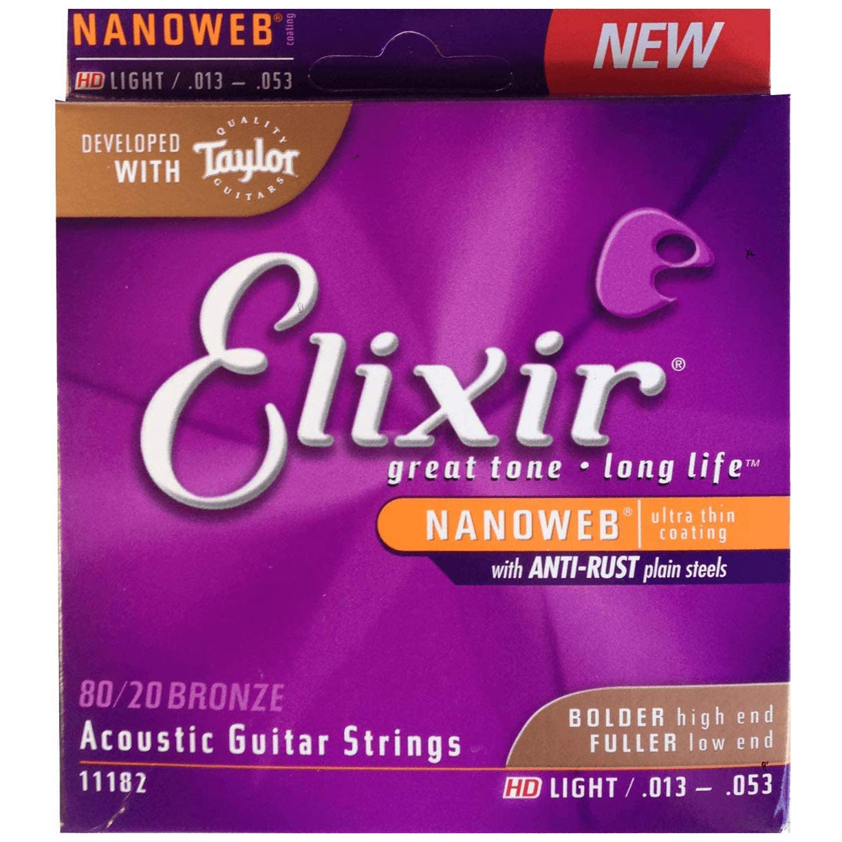 Elixir 80/20 Bronze Acoustic Strings w/ Nanoweb Coating