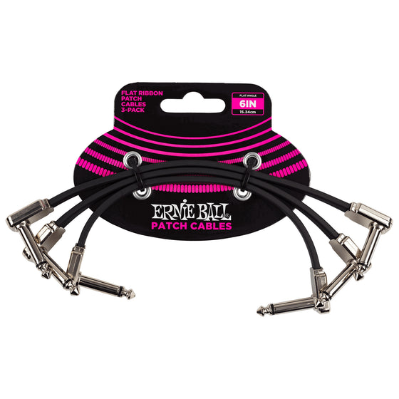 Ernie Ball Flat Ribbon 6" Patch Cable (3 Pack)