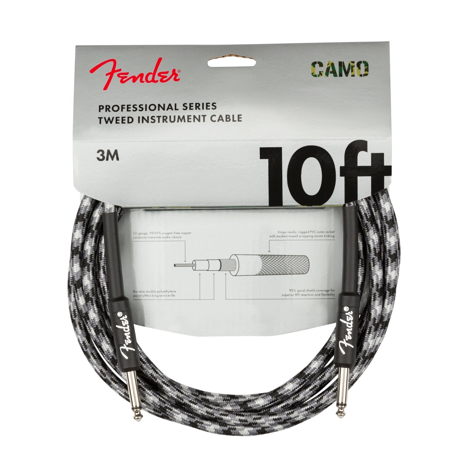 Fender 10' Instrument Cable - Winter Camo