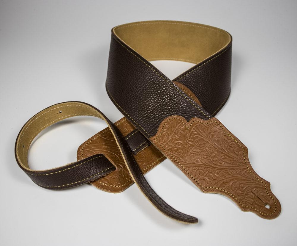 Franklin Straps 3" Leather, Tooled End Tab Strap