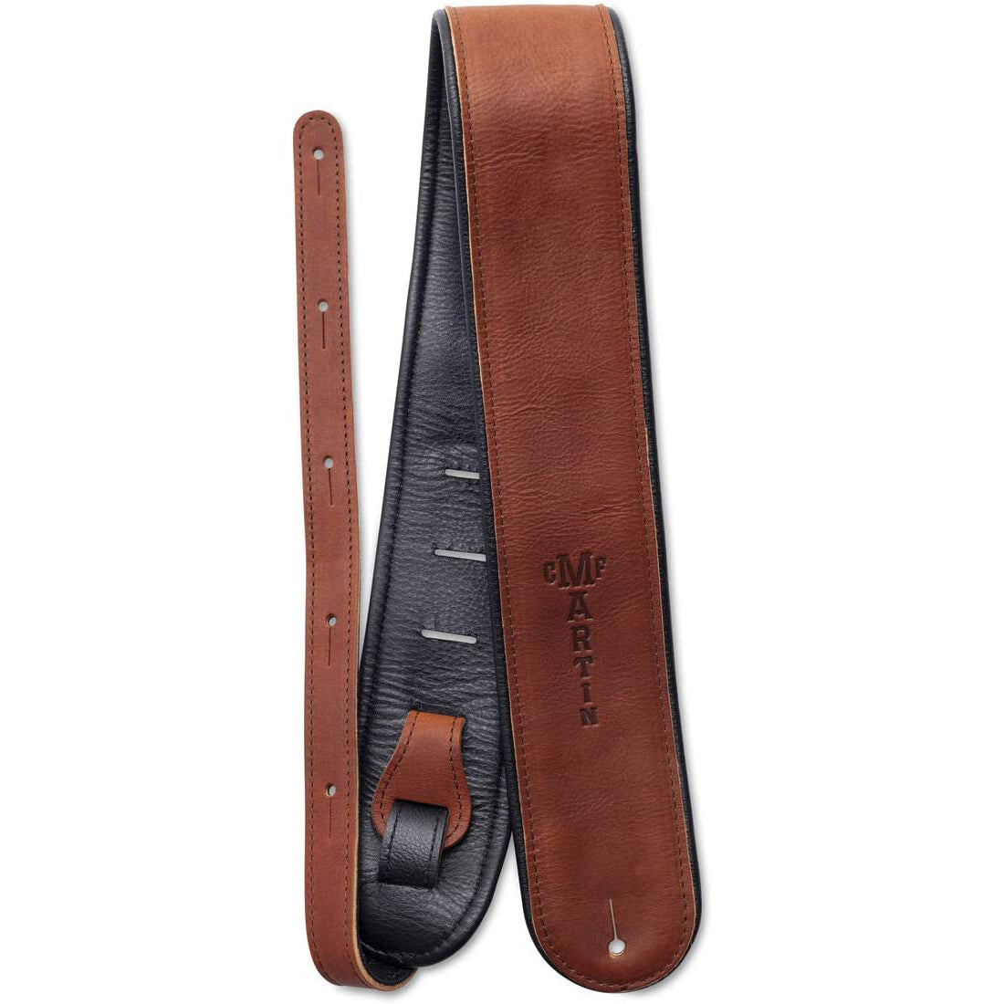 Martin Premium Rolled Brown Leather Guitar Strap