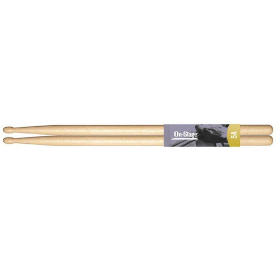 On-Stage American Hickory 5A Wood Tip Drumsticks