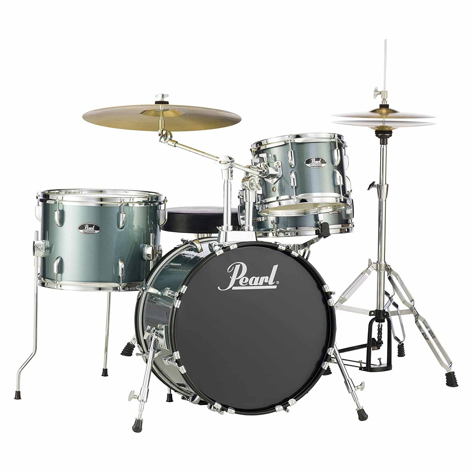 Pearl Roadshow 4-Pc Drum Set w/ Cymbals and Hardware Charcoal Metallic