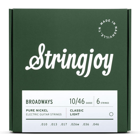 Stringjoy Broadway Classic Lights (10-46) Pure Nickel Electric Guitar Strings