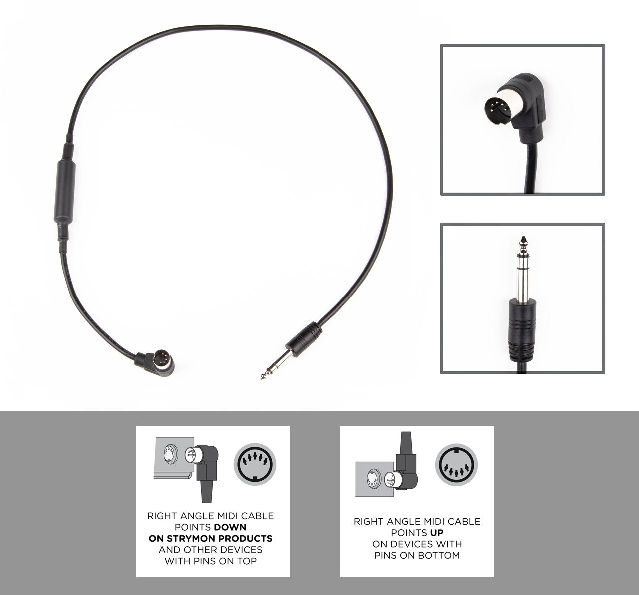 Strymon MIDI EXP Cable Right Angle  to Straight 1/4in