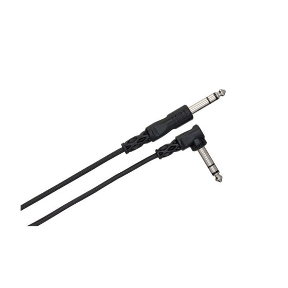 Hosa 3' 1/4" Straight TRS to 1/4" Right Angle TRS Patch Cable